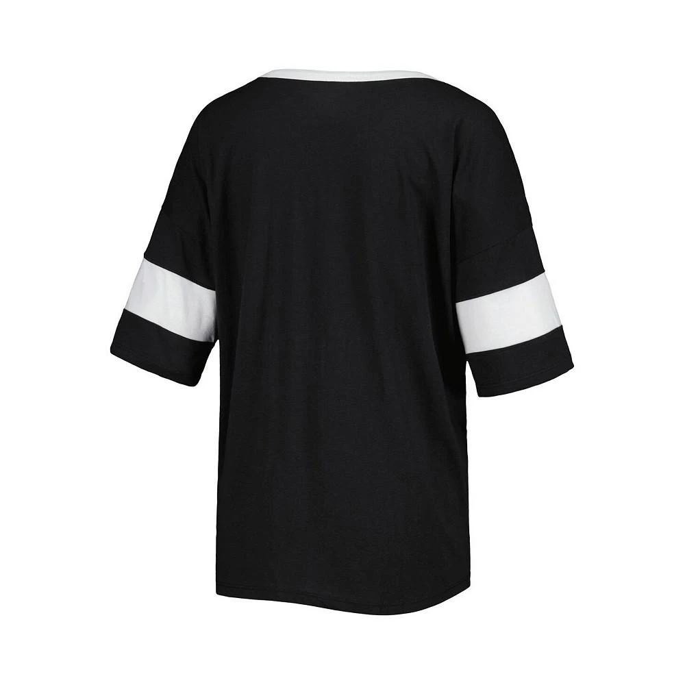 商品CHAMPION|Women's Black Wake Forest Demon Deacons Jumbo Arch Striped Half-Sleeve T-shirt,价格¥236,第3张图片详细描述