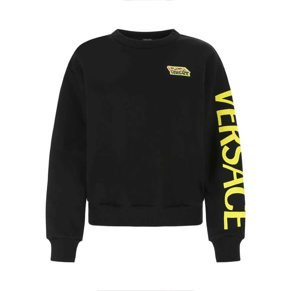 商品Versace|VERSACE 女士黑色霓虹标志图案运动衫 10021731-A01174-1B000,价格¥3624,第1张图片