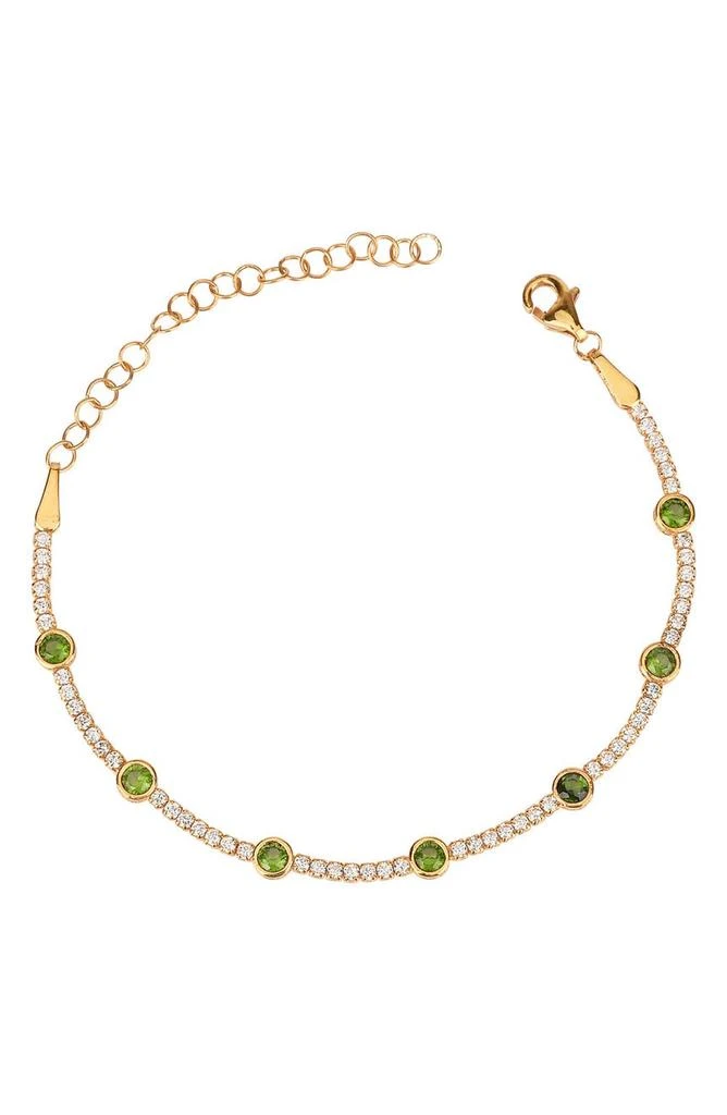 商品Gabi Rielle|14K Gold Plated Sterling Silver Peridot & CZ Tennis Bracelet,价格¥480,第1张图片