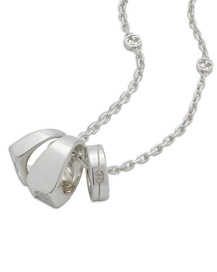 商品Gucci|Sterling Silver Diagonal Interlocking G Triple Charm Necklace, 20",价格¥4067,第4张图片详细描述