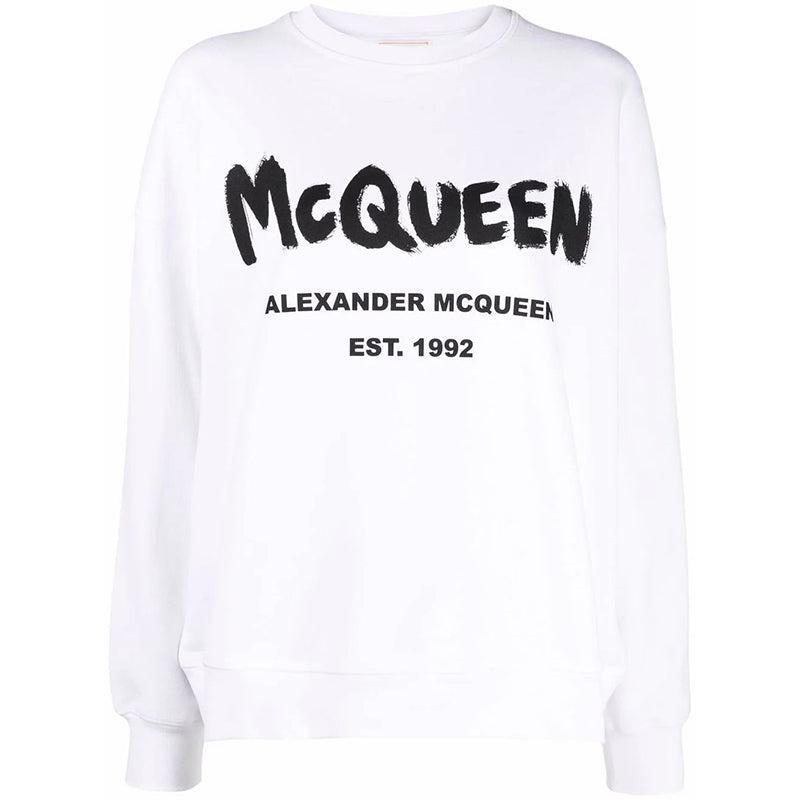 商品Alexander McQueen|白色圆领字母数字印花休闲卫衣【香港仓极速发货】,价格¥3504,第1张图片