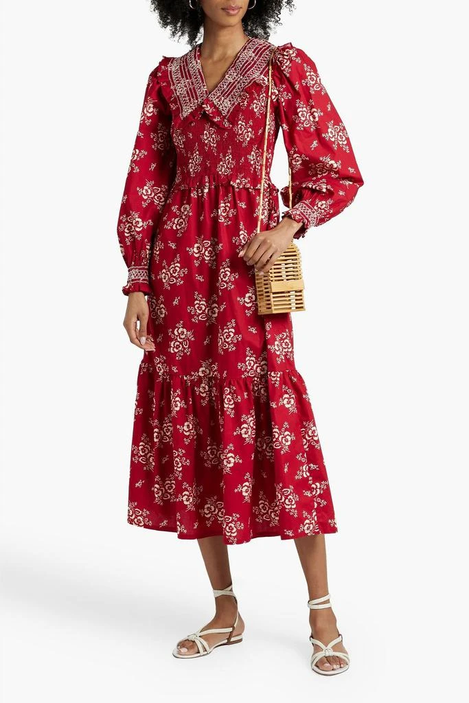 商品Sea|Alessia ruffled shirred floral-print cotton midi dress,价格¥1420,第2张图片详细描述