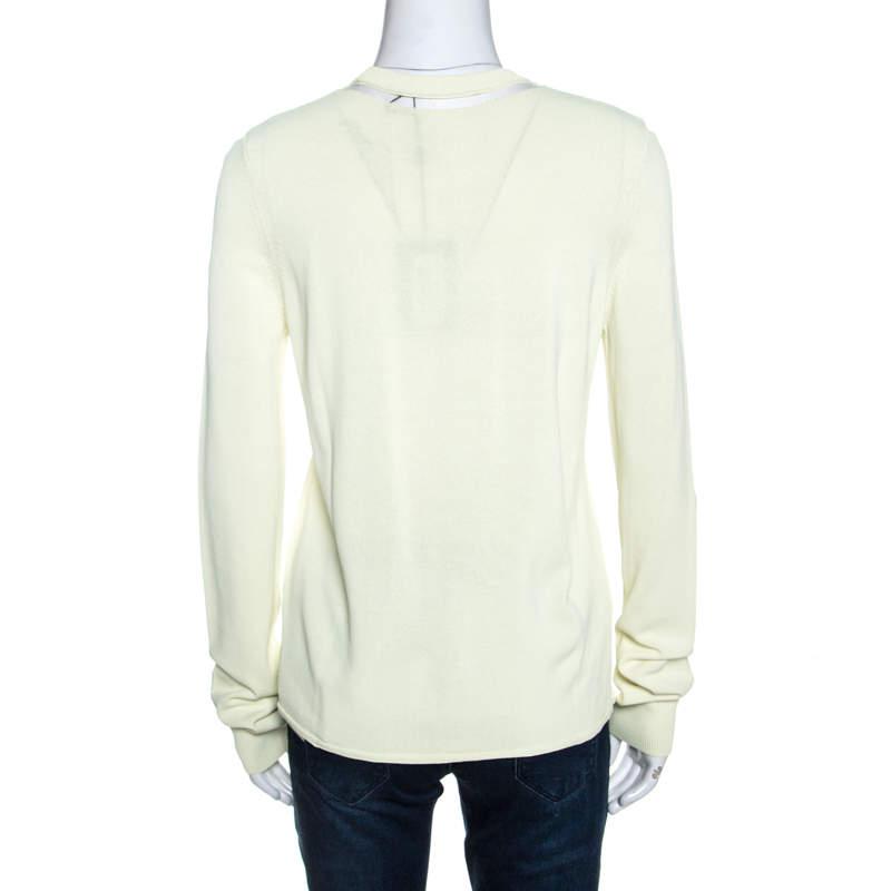 Alexander Wang Highlighter Yellow Knit Sheer Paneled Pullover L商品第3张图片规格展示