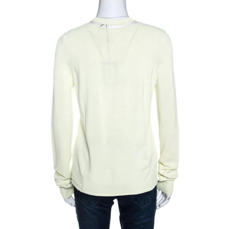 商品[二手商品] Alexander Wang|Alexander Wang Highlighter Yellow Knit Sheer Paneled Pullover L,价格¥797,第3张图片详细描述