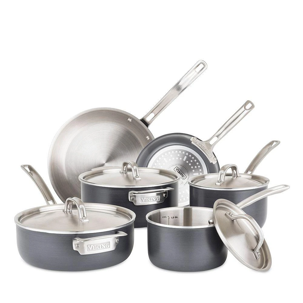 商品Viking|Hard Anodized 10 Pc Cookware Set with Stainless Steel Interior,价格¥6060,第1张图片