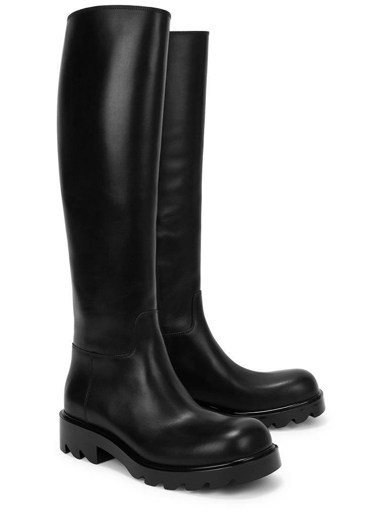 Strut black leather knee-high boots商品第2张图片规格展示