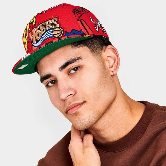 商品Mitchell and Ness|Mitchell & Ness Philadelphia 76ers NBA Sticker Pack Hardwood Classics Snapback Hat,价格¥186,第1张图片