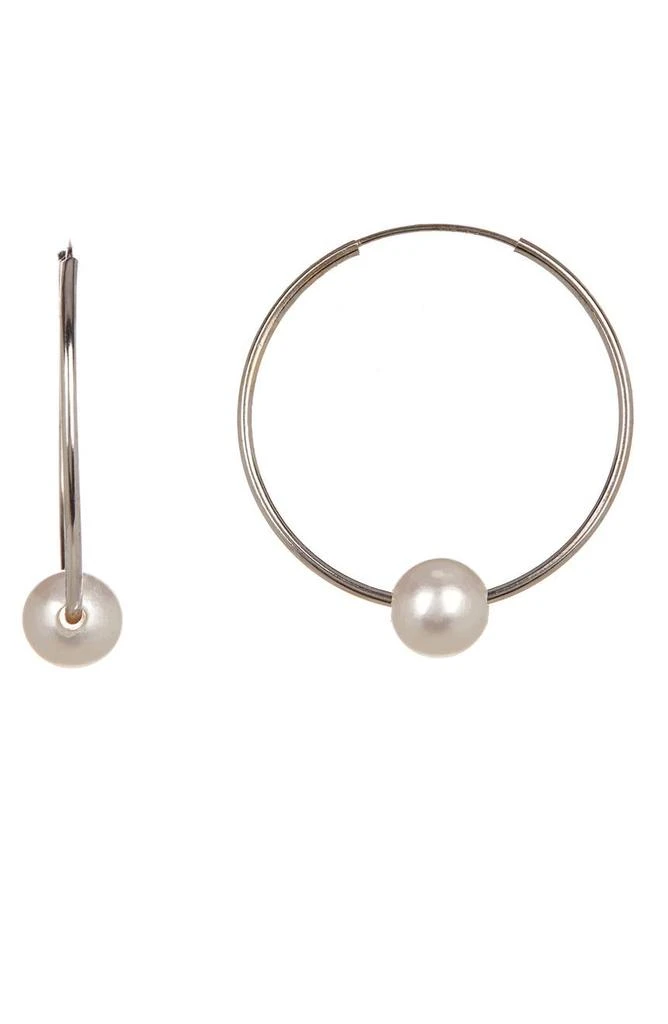 商品Splendid Pearls|14K Gold White 6mm Freshwater Pearl Hoop Earrings,价格¥559,第1张图片