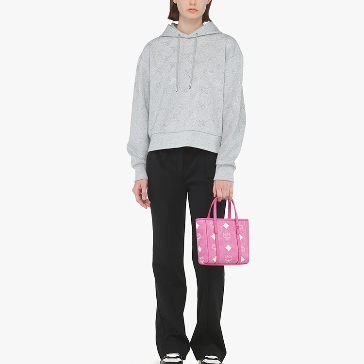商品[国内直发] MCM|Toni 经典老花满印菜篮子  托特Tote斜挎购物袋单肩手提包 迷你 女款 玫红色 牛皮拼织物拼人造革,价格¥5256,第6张图片详细描述