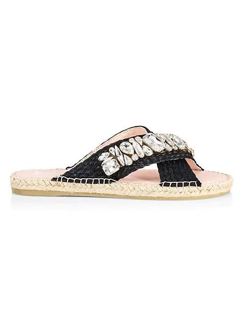 商品MANEBÍ|Crystal-Embellished Raffia Espadrille Slides,价格¥1177,第1张图片