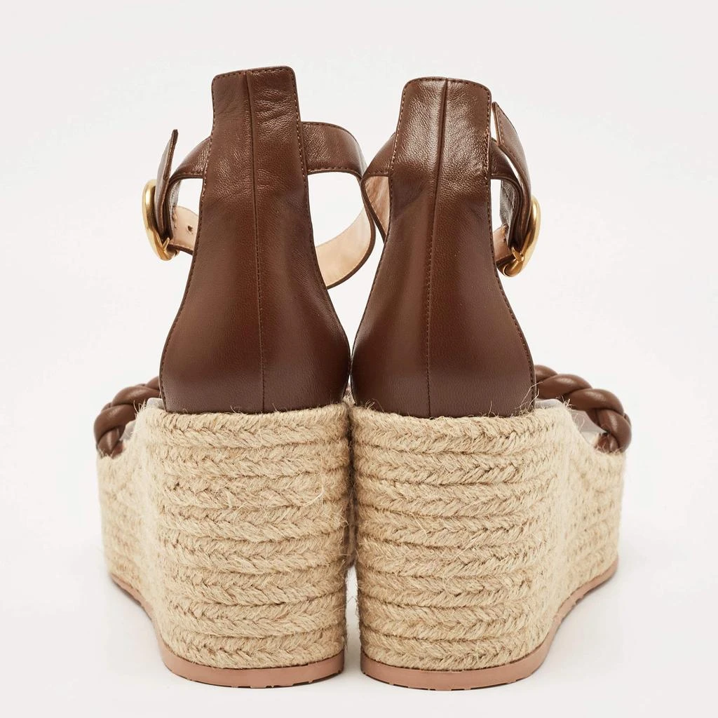 商品[二手商品] Gianvito Rossi|Gianvito Rossi Brown Braided Leather Merida Espadrille Wedge Sandals Size 41,价格¥3128,第5张图片详细描述