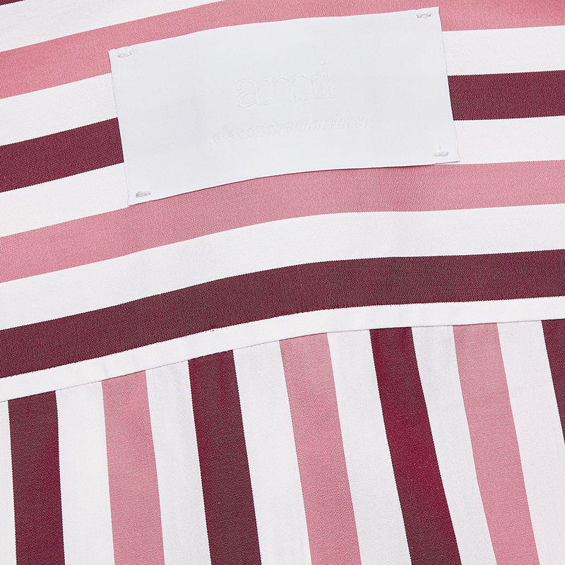 商品AMI|【预售3-7天】Ami 22年春夏新款 男女同款淡粉色/白色纯棉条纹府绸短袖衬衫USH211.470659,价格¥2230,第8张图片详细描述