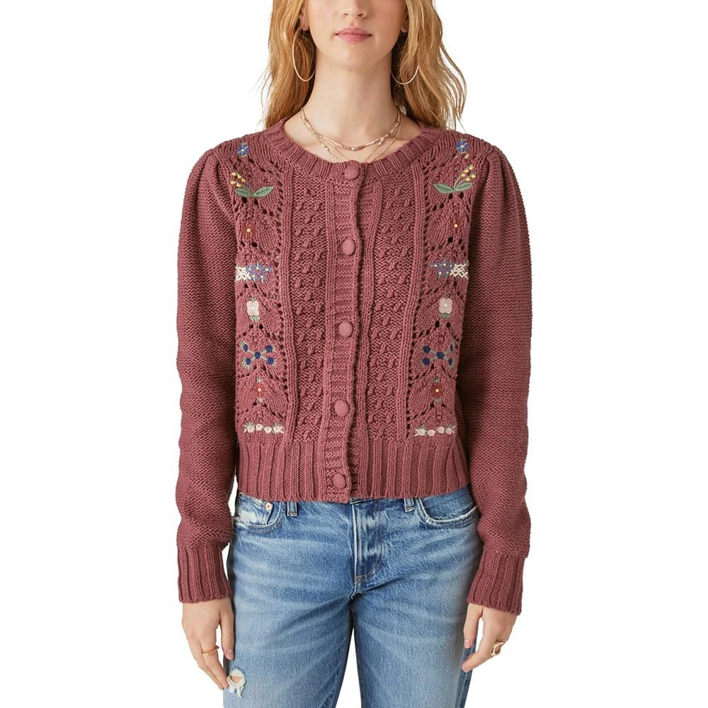 商品Lucky Brand|Women's Mixed-Knit Embroidered Cardigan Sweater,价格¥890,第1张图片