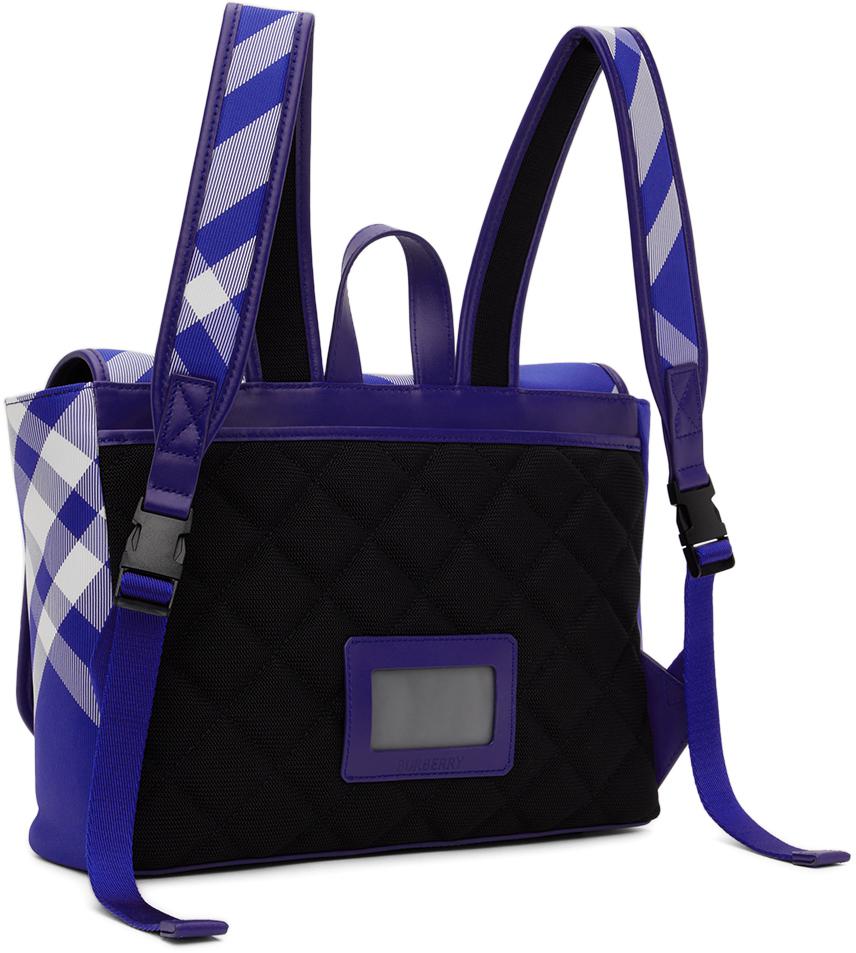 Burberry Kids Blue Check Messenger Backpack - Shoulder Bags
