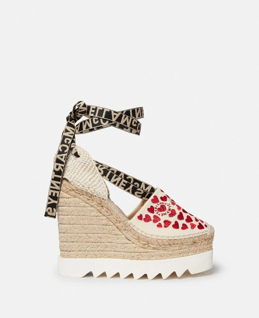 商品Stella McCartney|Stella McCartney - Gaia Heart Print Wedge Espadrilles, Woman, Ecru/Red, Size: 36,价格¥5402,第1张图片