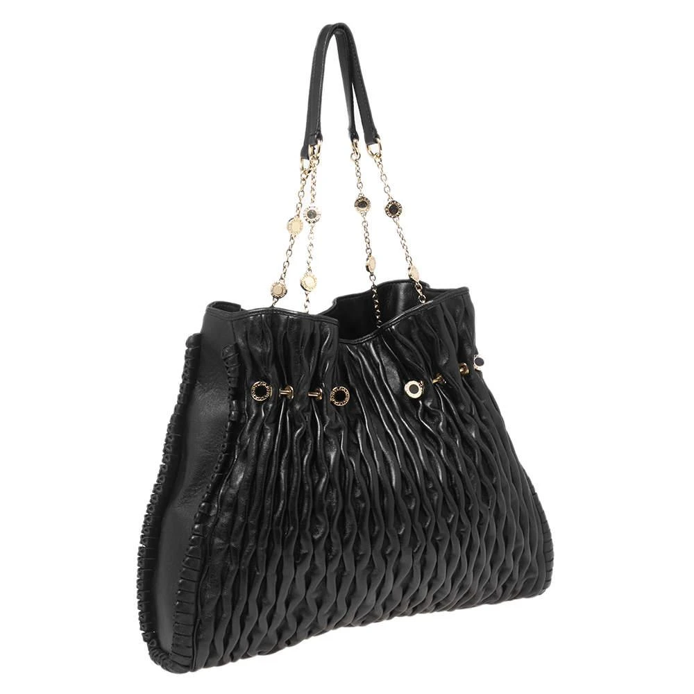商品[二手商品] BVLGARI|Bvlgari Black Leather Pleated Twit Tote,价格¥3412,第3张图片详细描述