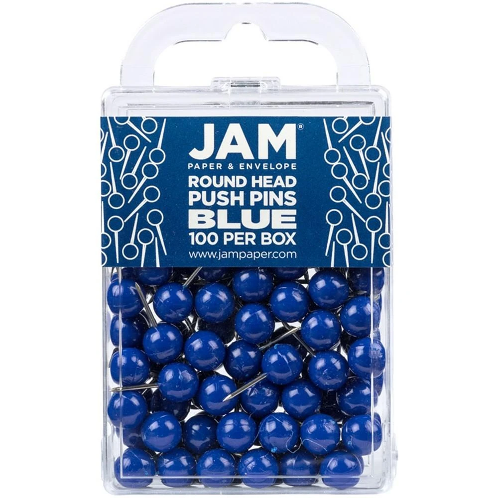 商品JAM Paper|Colorful Push Pins - Round Head Map Thumb Tacks Pushpins - 100 Per Pack,价格¥90,第1张图片