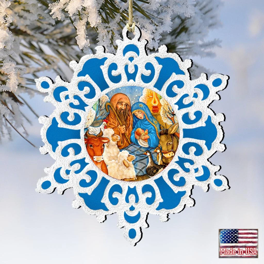 商品Designocracy|Designocracy Nativity Snowflake Wood Ornaments Set of 2 G.DeBrekht Inspirational,价格¥204,第1张图片