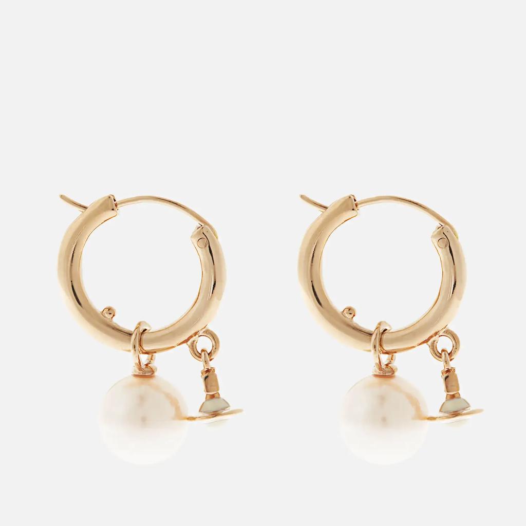 Vivienne Westwood Fenella Gold-Tone, Faux Pearl and Enamel Hoop Earrings商品第2张图片规格展示