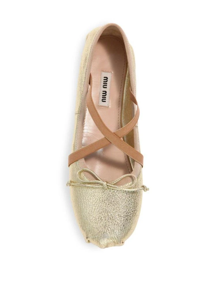 商品Miu Miu|Crisscross Metallic Leather Ballet Flats,价格¥1469,第4张图片详细描述