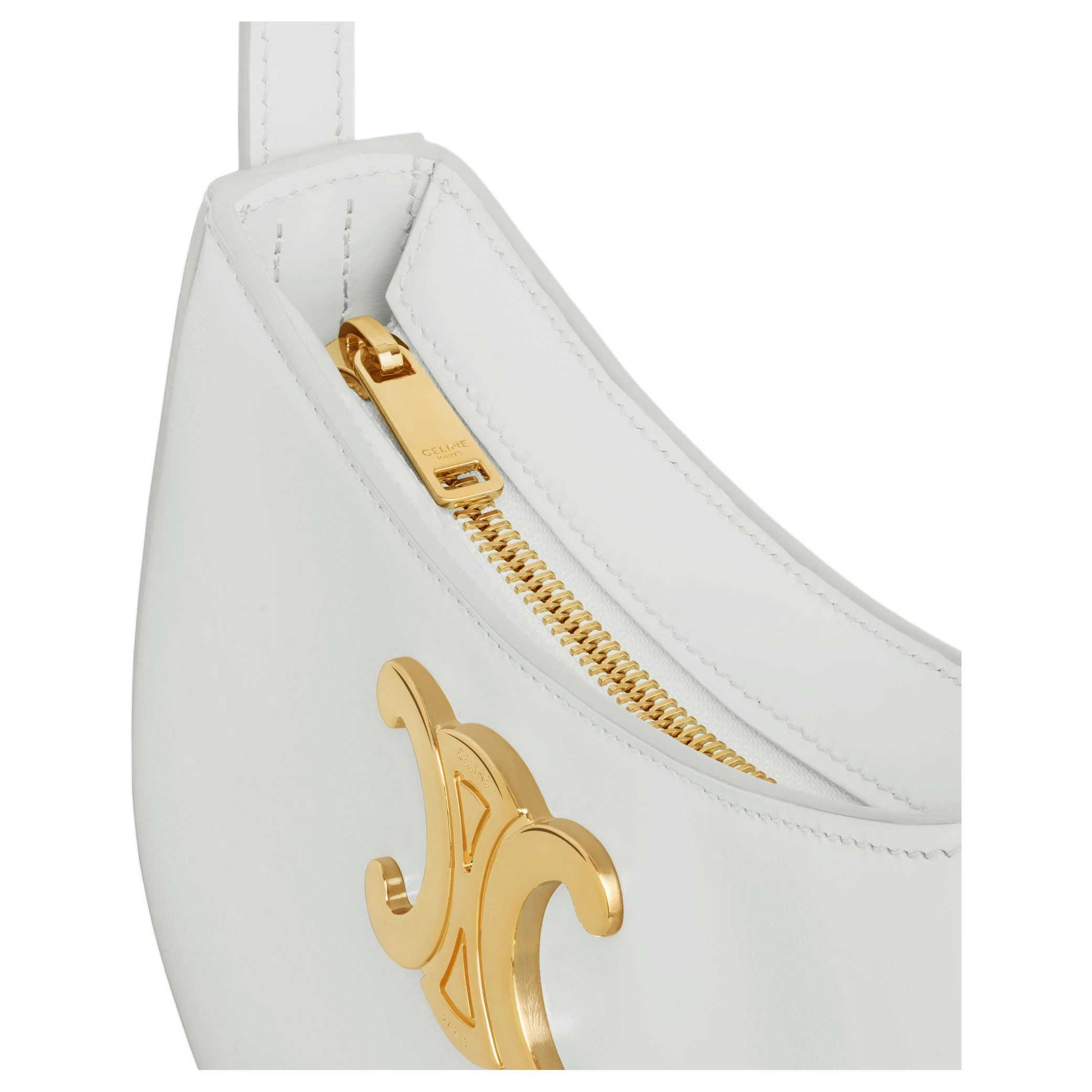 商品[国内直发] Celine|赛琳 TILLY 凯旋门标志拉链开合 牛皮革 手提单肩包 中号 女款 翠玉绿,价格¥18054,第5张图片详细描述