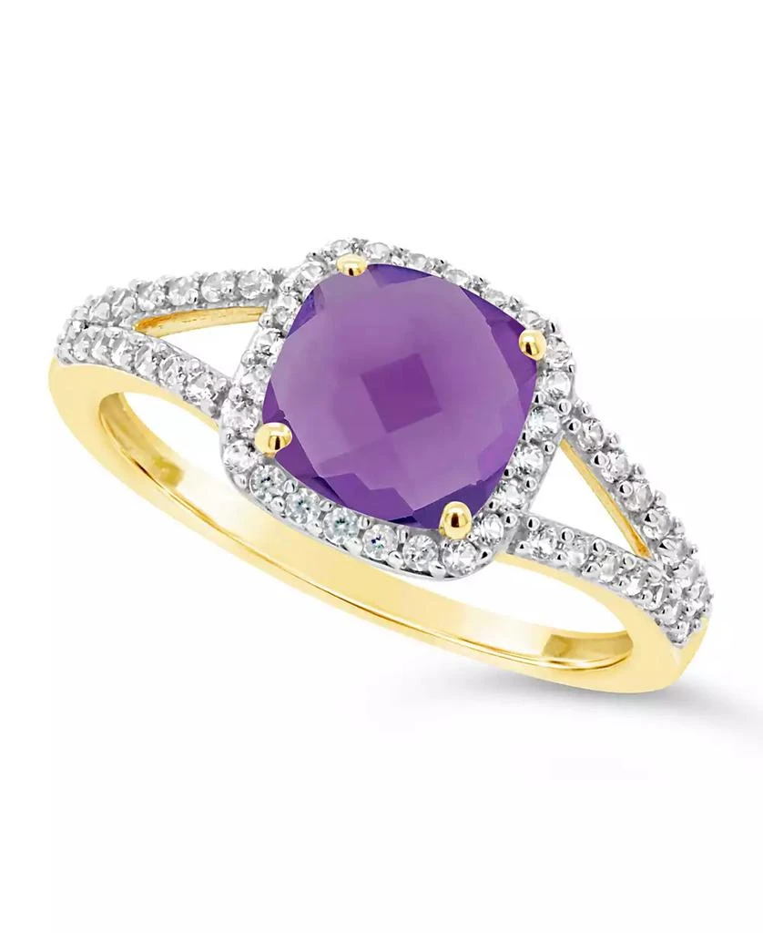商品Macy's|Amethyst (1-1/3 ct. t.w.) and Lab Grown White Sapphire (1/4 ct. t.w.) Ring in 10k Yellow Gold,价格¥7813,第1张图片