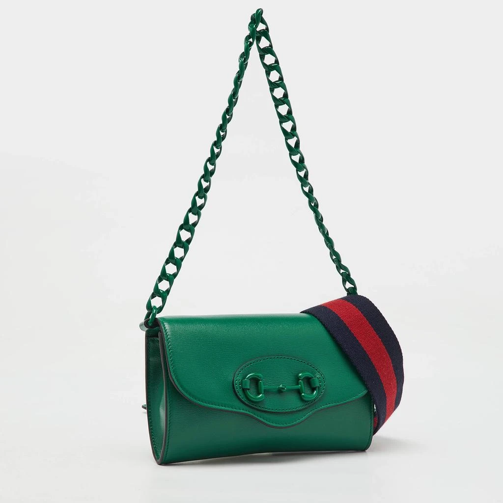 商品[二手商品] Gucci|Gucci Green Leather Mini Horsebit 1955 Shoulder Bag,价格¥9758,第3张图片详细描述