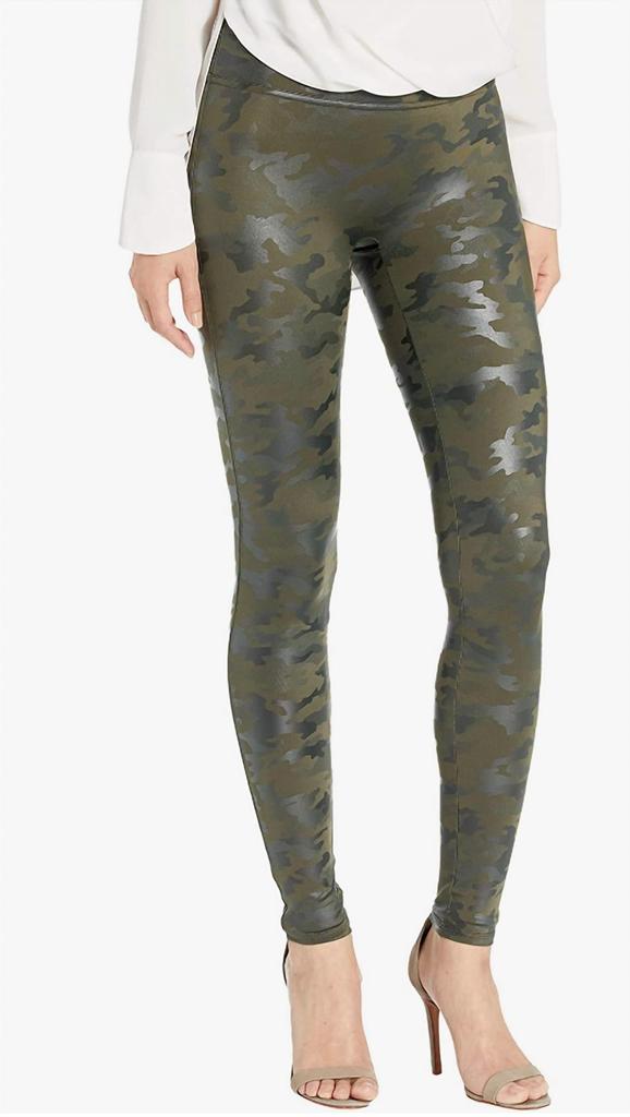 Faux Leather Camo Leggings In Matte Green Camo商品第1张图片规格展示