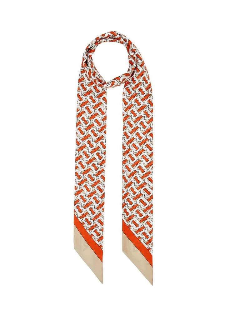 商品Burberry|Monogram and logo print silk skinny scarf,价格¥1747,第1张图片