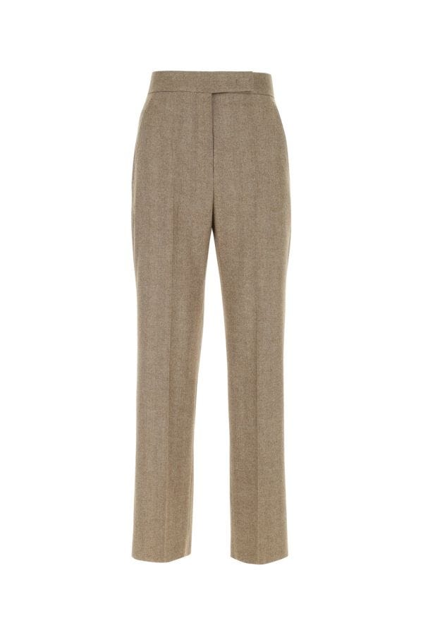 MAX MARA 女士咖色饼干弹力羊毛混纺休闲裤 SONALE-002商品第1张图片规格展示