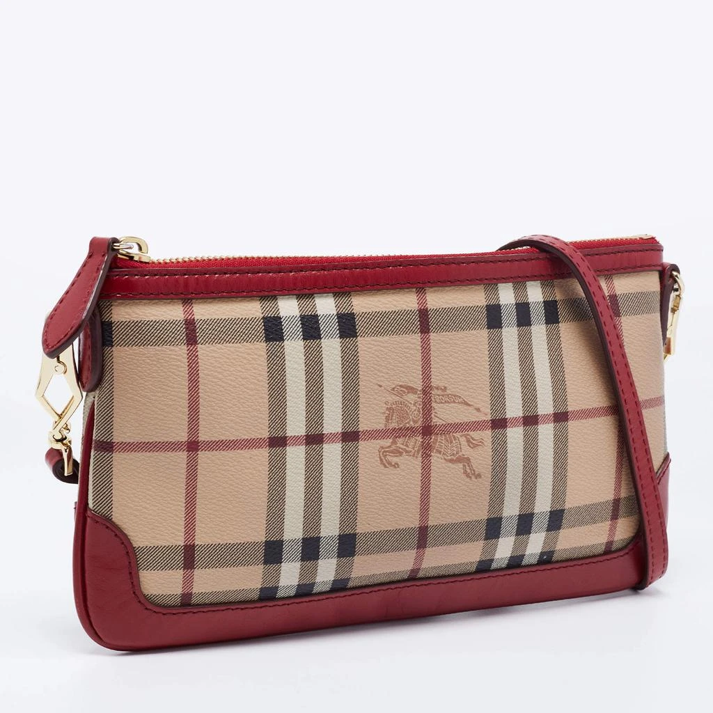 商品[二手商品] Burberry|Burberry Beige/Red Haymarket Check PVC And Leather Small Peyton Crossbody Bag,价格¥2490,第3张图片详细描述