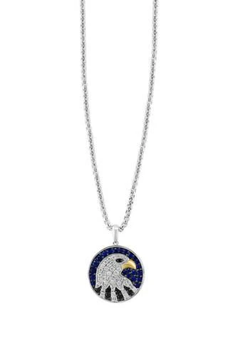 商品Effy|Mens Diamond Black Diamond Natural Ruby And Natural Sapphire Pendant Necklace In Sterling Silver,价格¥4897,第1张图片