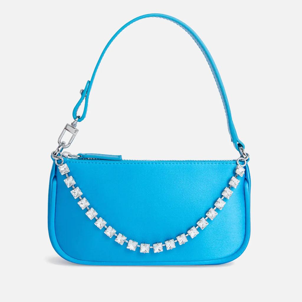 BY FAR Women's Mini Rachel Blue Silk Satin and Crystal Chain Bag - Blue商品第1张图片规格展示