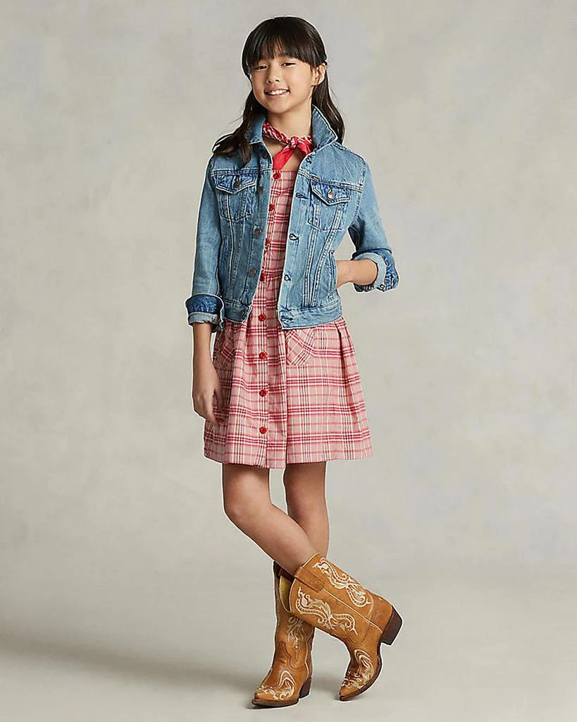 商品Ralph Lauren|Girls' Plaid Cotton Poplin Dress - Little Kid, Big Kid,价格¥559,第2张图片详细描述