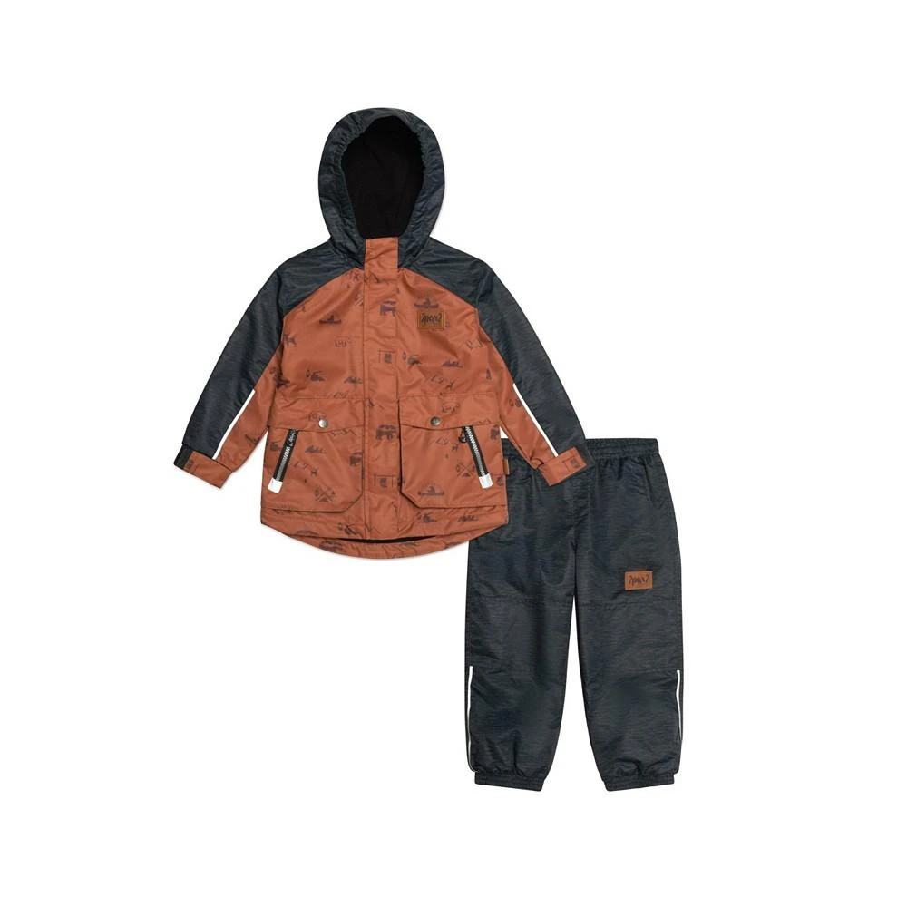 商品Deux par Deux|Boy Printed Two Piece Spring Rain Set Brown Forest & Black Texture - Toddler|Child,价格¥782,第1张图片