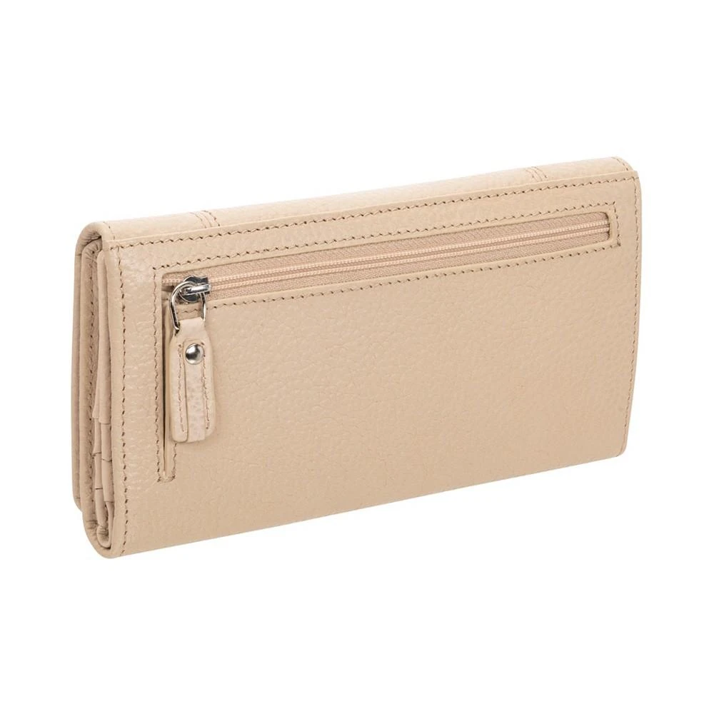 商品Mancini Leather Goods|Women's Pebbled Collection RFID Secure Trifold Wing Wallet,价格¥551,第3张图片详细描述