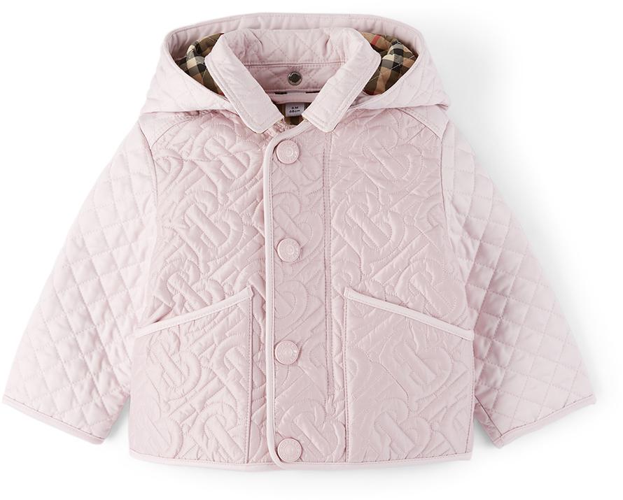 Baby Pink Detachable Hood Monogram Quilted Jacket商品第1张图片规格展示