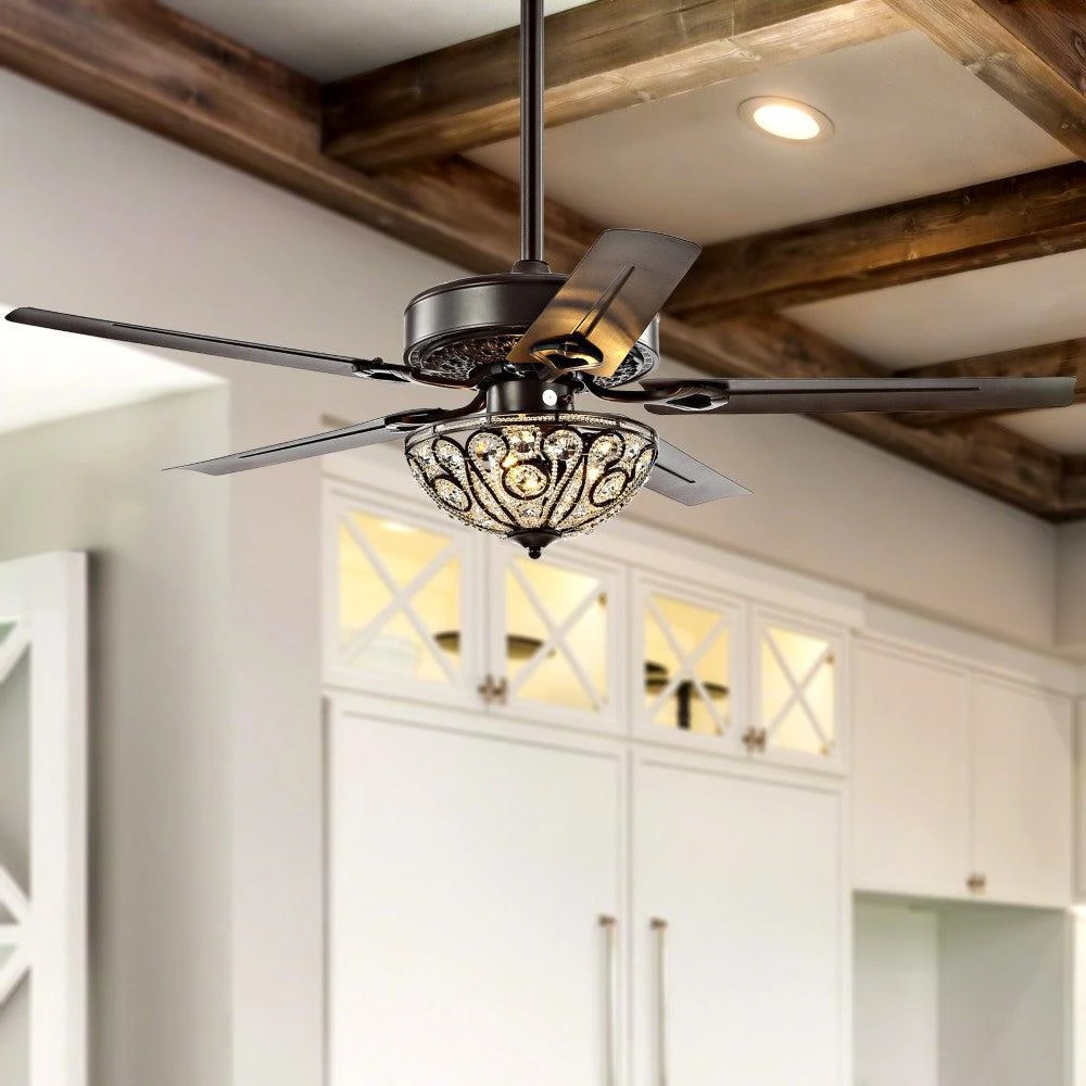 商品JONATHAN Y|Ali 48" 3-Light Wrought Iron LED Ceiling Fan With Remote,价格¥2701,第4张图片详细描述