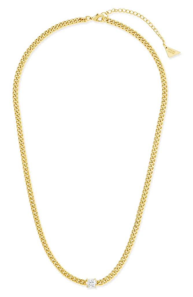 商品Sterling Forever|14k Gold Plated Cubic Zirconia Curb Chain Necklace,价格¥149,第2张图片详细描述