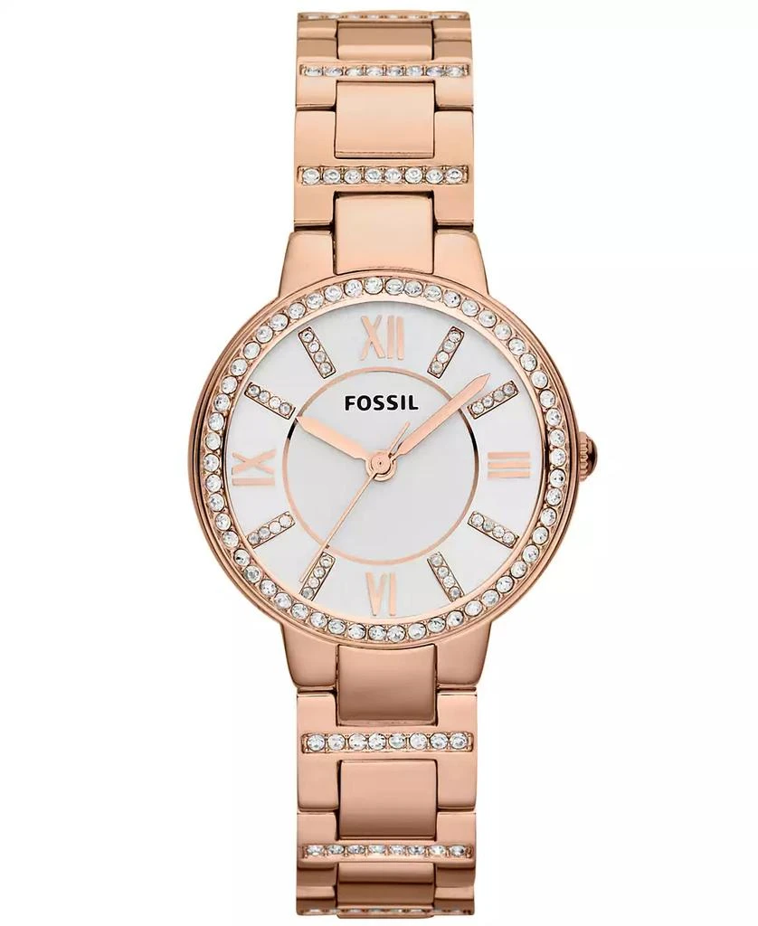 商品Fossil|Women's Virginia Rose Gold-Tone Stainless Steel Bracelet Watch 30mm ES3284,价格¥797,第1张图片