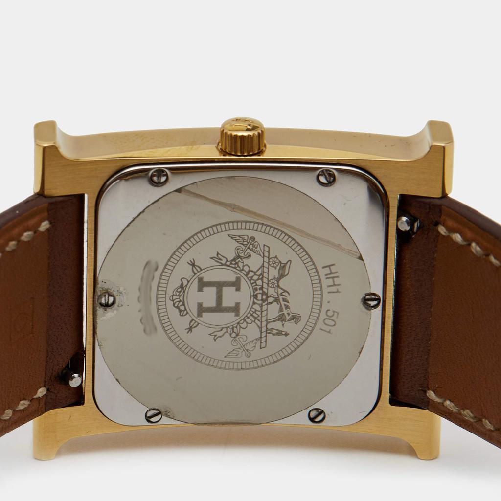 商品[二手商品] Hermes|Hermes White Gold Plated Stainless Steel Leather Heure H HH1.501 Women's Wristwatch 26 mm,价格¥16259,第6张图片详细描述