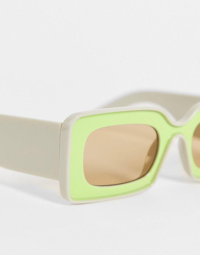 ASOS DESIGN frame chunky square sunglasses with colour block bevel  - MULTI商品第3张图片规格展示