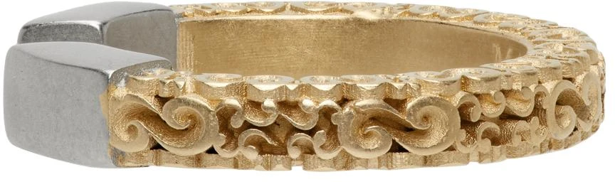 商品MAISON MARGIELA|Gold & Silver Engraved Ring,价格¥482,第3张图片详细描述