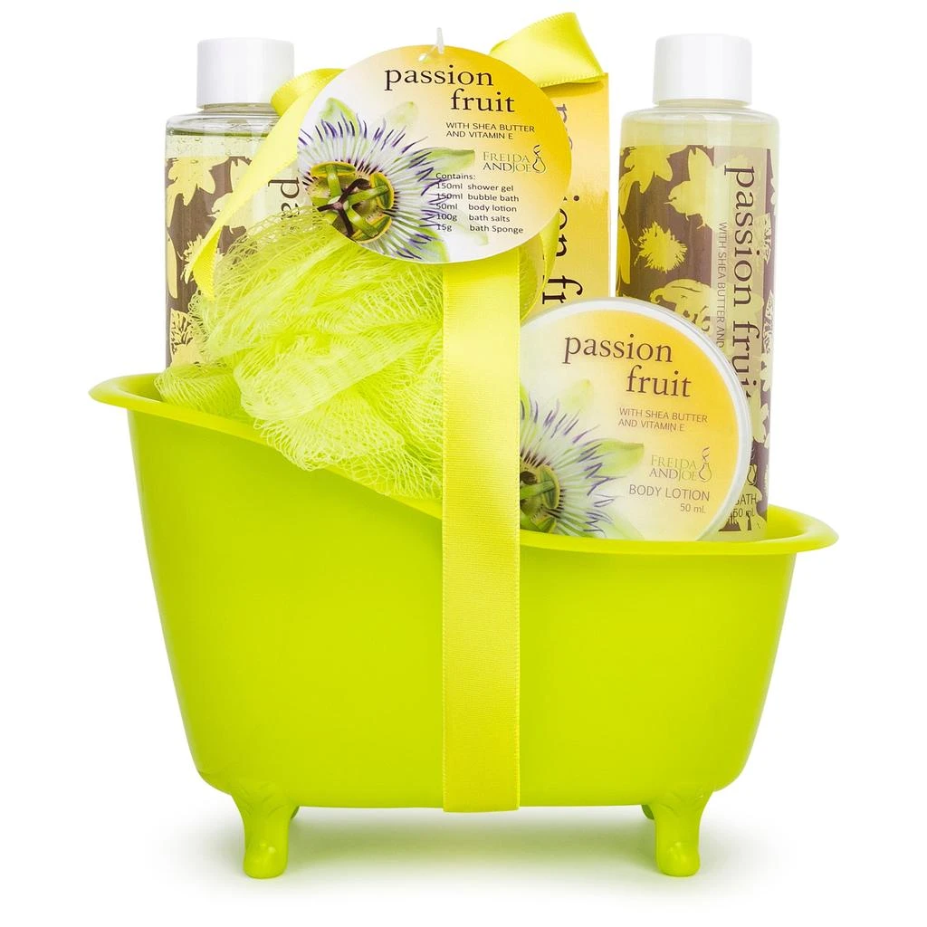 商品Freida and Joe|Passion Fruit Fragrance Bath & Body Spa Gift Set in an Apple Green Tub Basket,价格¥231,第1张图片