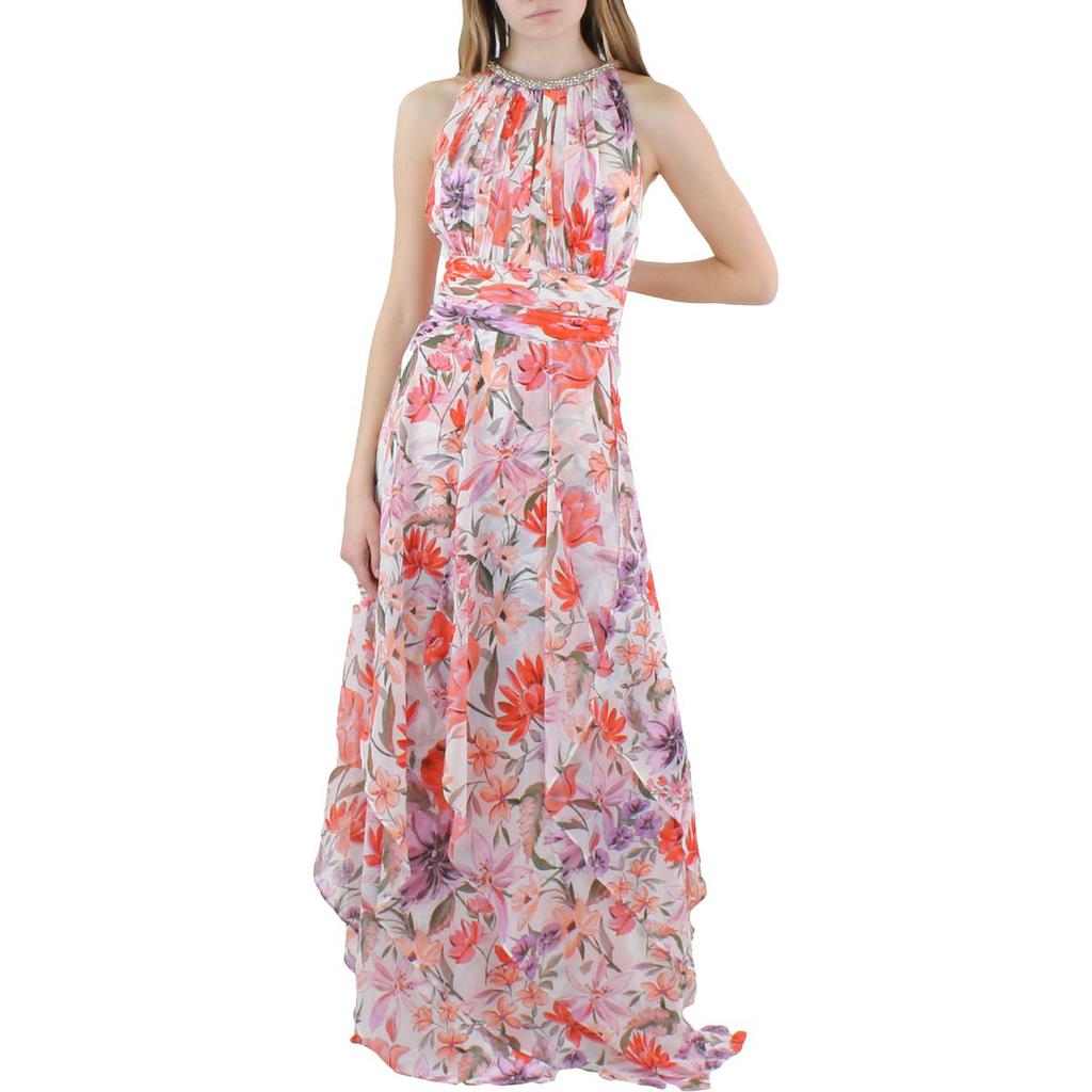 Calvin Klein Womens Rhinestone Tiered Halter Dress商品第1张图片规格展示