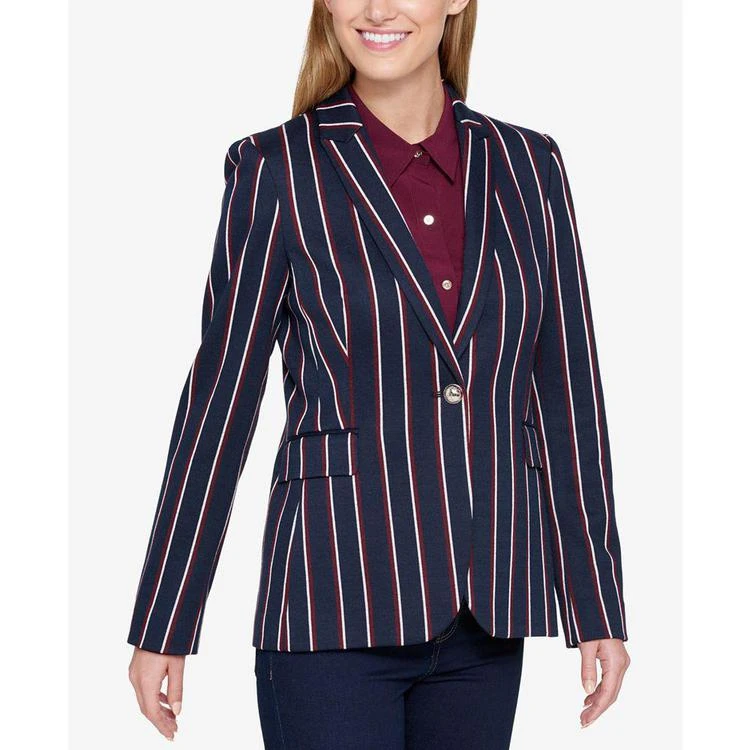 商品Tommy Hilfiger|Striped One-Button Blazer, Created for Macy's,价格¥284,第1张图片