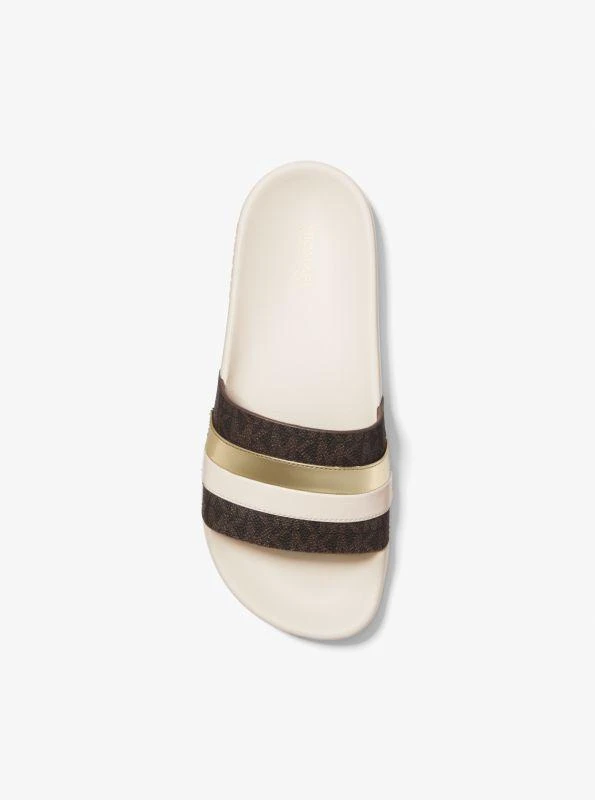 商品Michael Kors|Brandy Metallic Striped Logo Slide Sandal,价格¥291,第3张图片详细描述