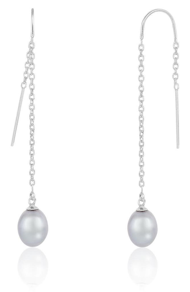 商品Splendid Pearls|Rhodium Plated 7-8mm Cultured Pearl Drop Threader Earrings,价格¥183,第4张图片详细描述