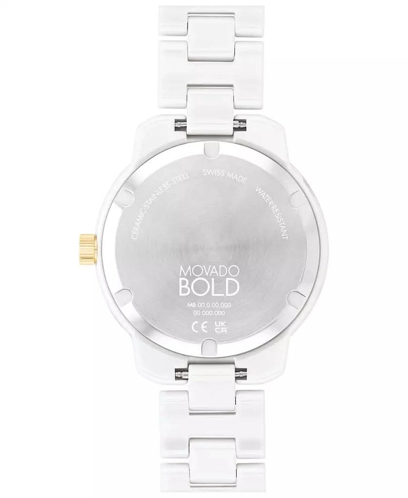 商品Movado|Women's Bold Verso Swiss Quartz White Ceramic Bracelet Watch 39mm,价格¥4705,第2张图片详细描述