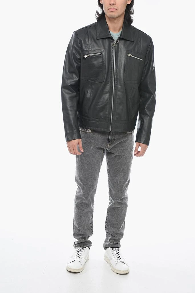 商品Diesel|Diesel Leather L-CALE Jacket with Double Chest Pocket,价格¥3158,第4张图片详细描述